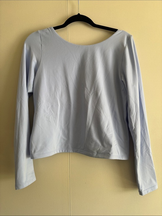 aerie Tops - aerie Light Blue Open Back Long-Sleeve Boatneck Top